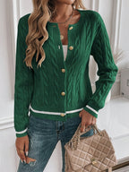 Women's Cable Knit Cardigan – Gold-Tone Buttons – view 27