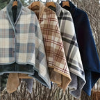 Women's Plaid Shawl Wrap – Button Front – view 2