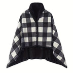 Women's Plaid Shawl Wrap – Button Front – view 8