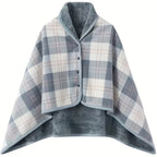 Women's Plaid Shawl Wrap – Button Front – view 10