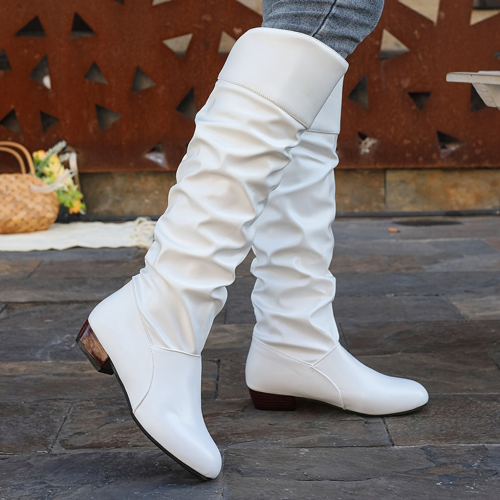 Women's Knee-High Boots – Slouchy, Low Heel – view 4