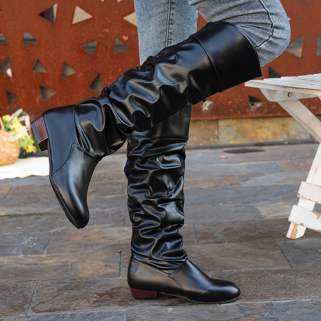Women's Knee-High Boots – Slouchy, Low Heel – view 8