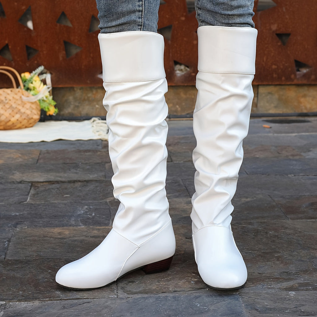 Women's Knee-High Boots – Slouchy, Low Heel – view 10