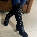 Women's Tall Lace-Up Boots – Block Heel – view 3