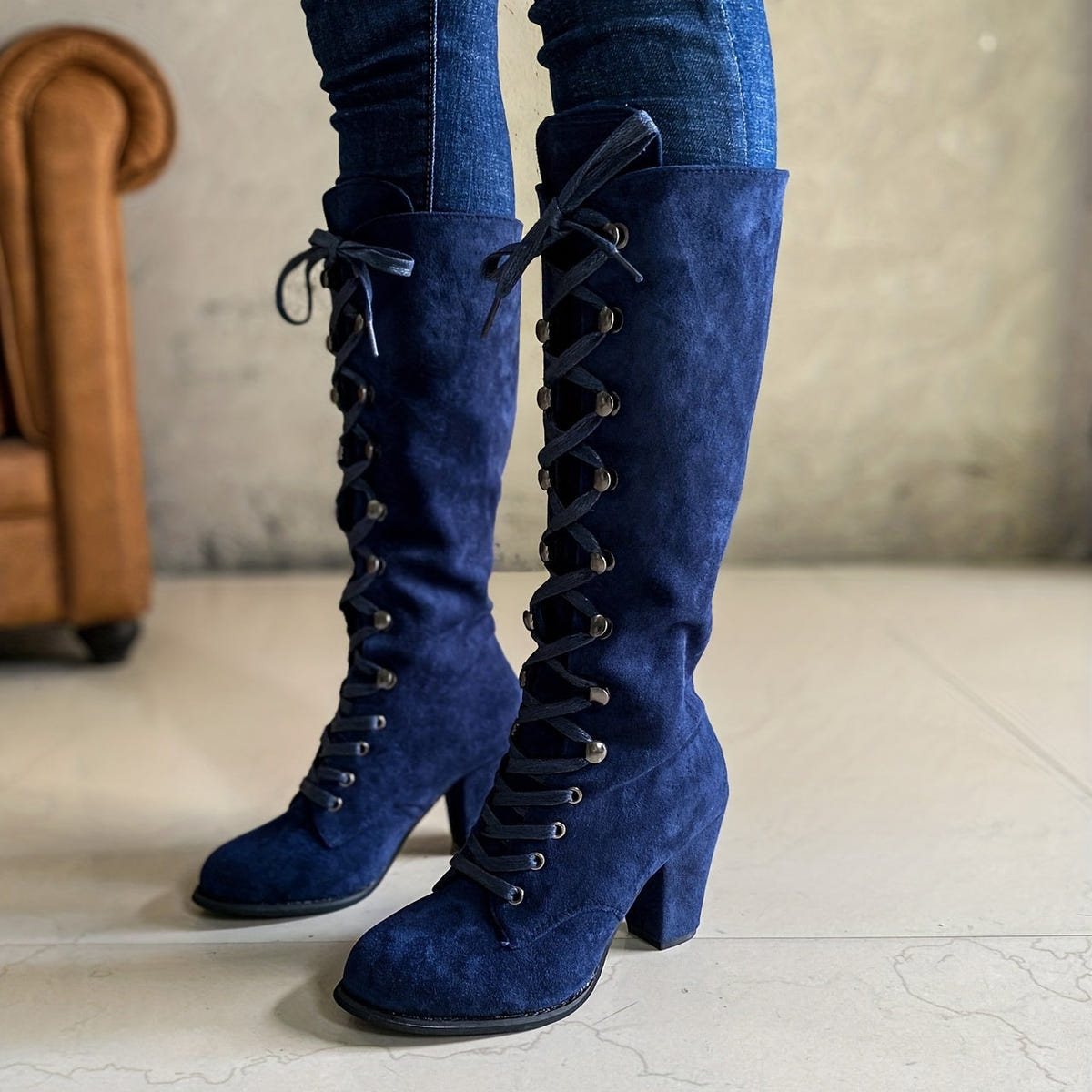 Women's Tall Lace-Up Boots – Block Heel – view 5