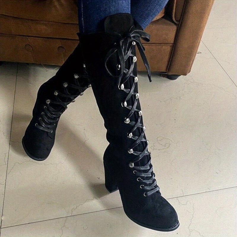 Women's Tall Lace-Up Boots – Block Heel – view 10