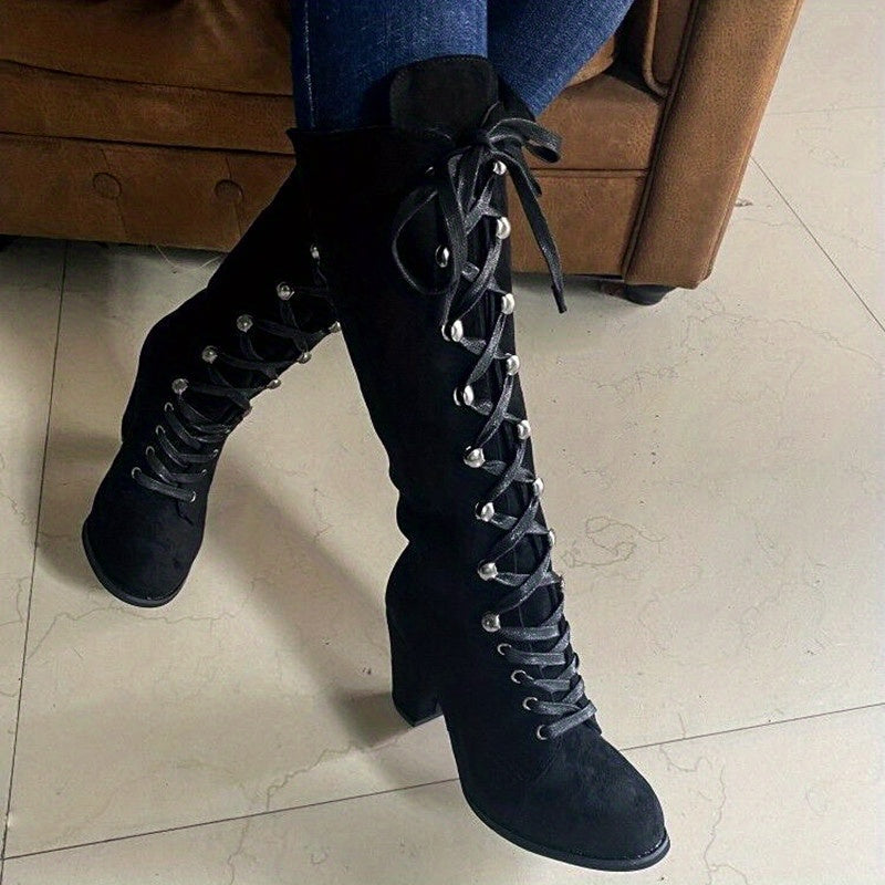 Women's Tall Lace-Up Boots – Block Heel – view 14