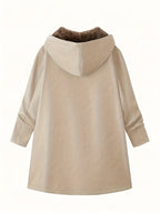 Women's Hooded Winter Coat – Plush Lined, Longline – view 2