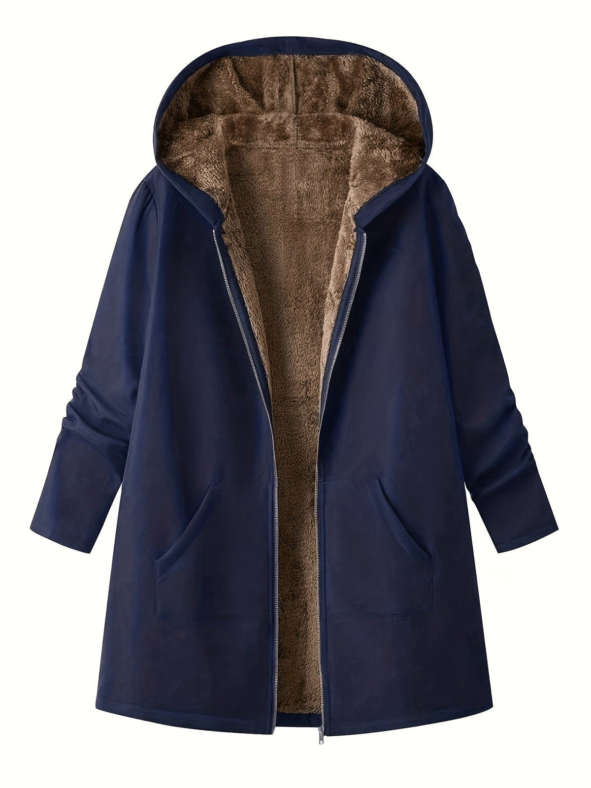 Women's Hooded Winter Coat – Plush Lined, Longline – view 19