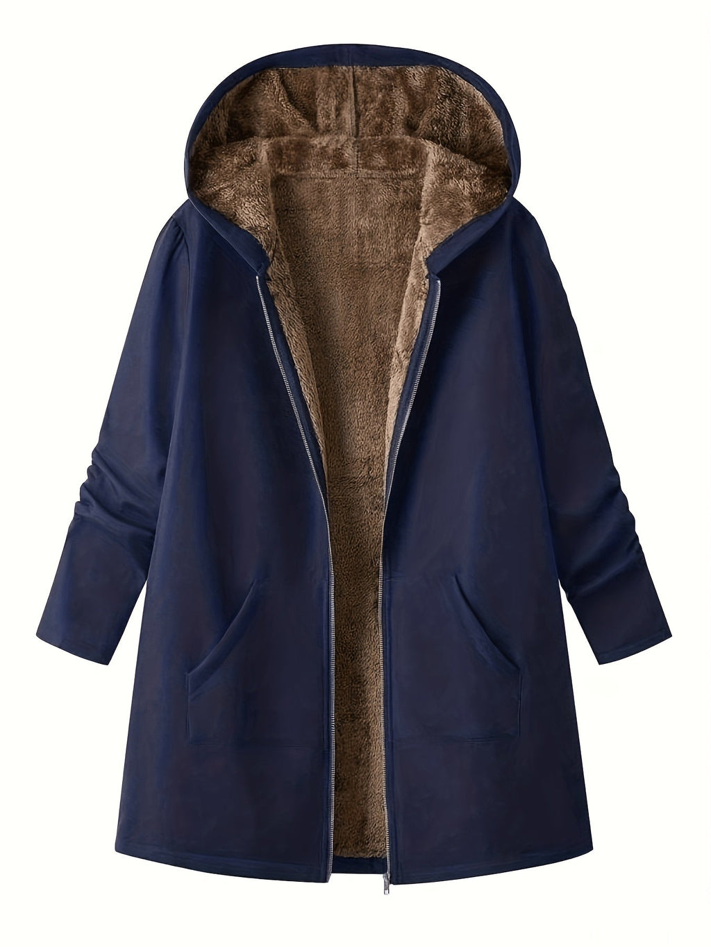 Women's Hooded Winter Coat – Plush Lined, Longline – view 19