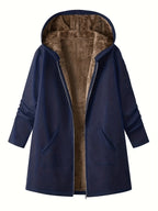Women's Hooded Winter Coat – Plush Lined, Longline – view 19