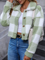 Women's Cropped Plaid Jacket – Button Front – view 6