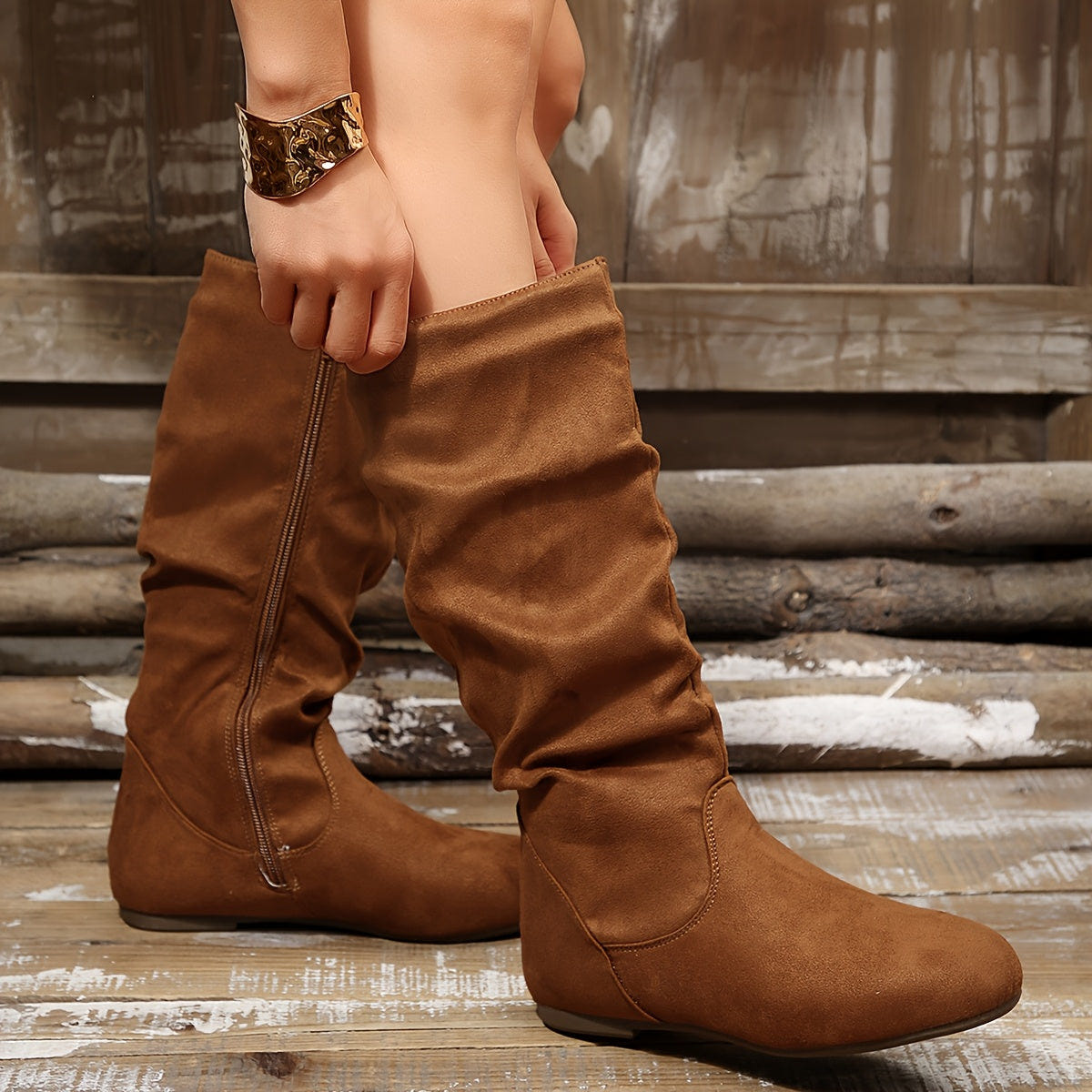 Women's Mid-Calf Boots – Slouchy, Side Zip – view 9