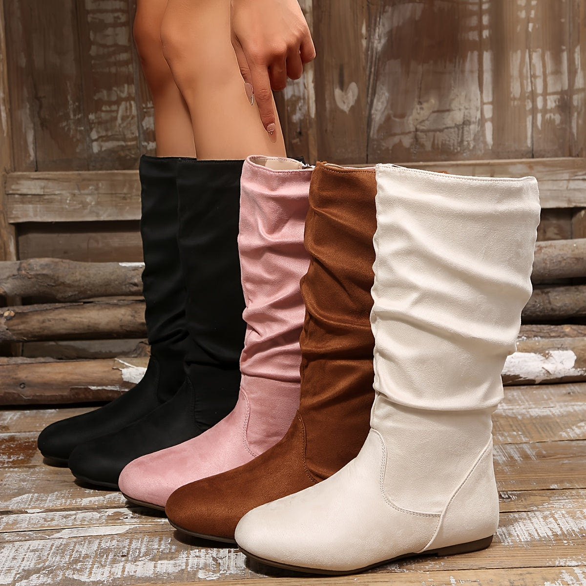 Women's Mid-Calf Boots – Slouchy, Side Zip – view 11