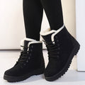Women's Lace-Up Ankle Boots in Black – Plush Lined