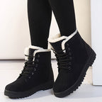 Women's Lace-Up Ankle Boots in Black – Plush Lined
