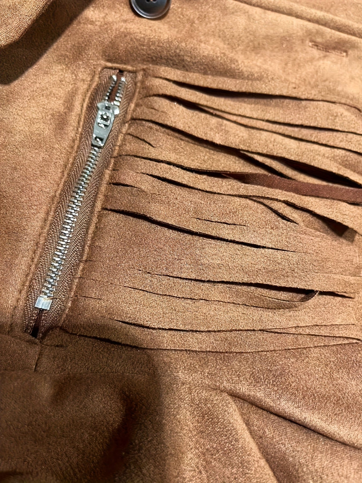 Women's Western Fringe Jacket – Button Front, Dark Brown – view 3