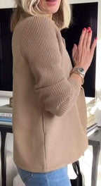 Women's Double-Breasted Blazer – Ribbed Knit Sleeves, alternative view