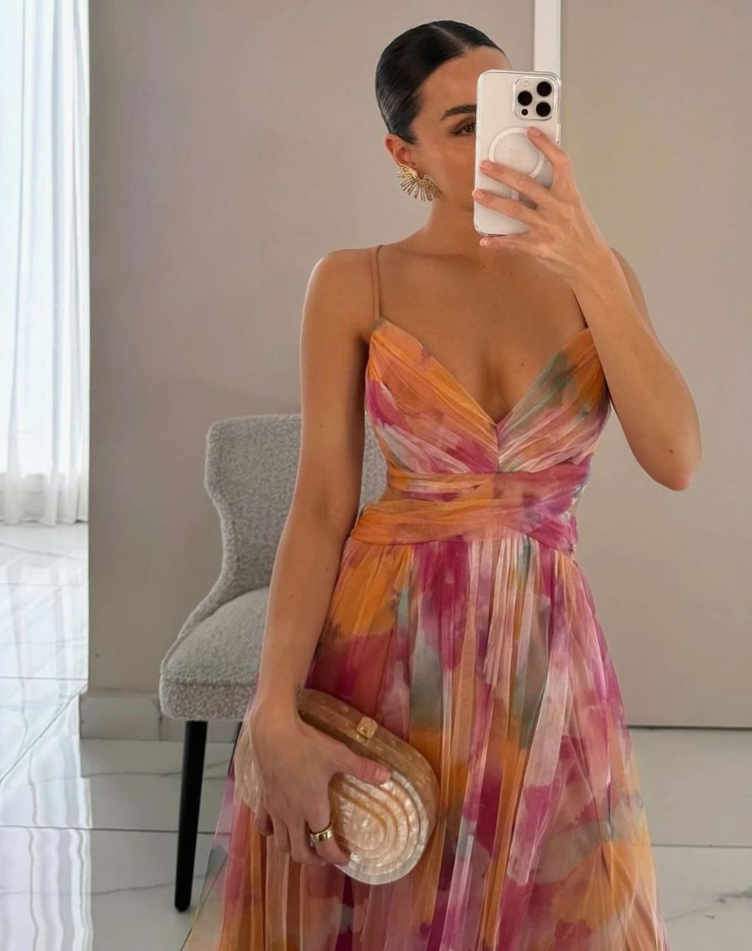 Women's Floral Maxi Evening Dress – Cross-Wrap Bodice, alternative view