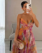 Women's Floral Maxi Evening Dress – Cross-Wrap Bodice, alternative view