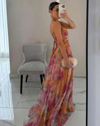 Women's Floral Maxi Evening Dress – Cross-Wrap Bodice, alternative view