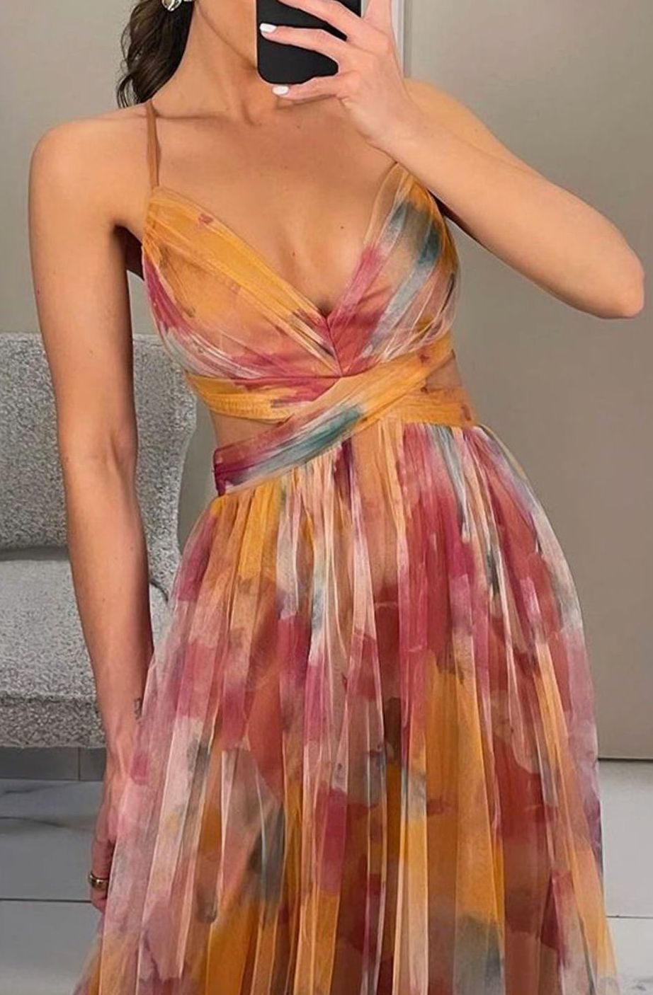 Women's Floral Maxi Evening Dress – Cross-Wrap Bodice, alternative view