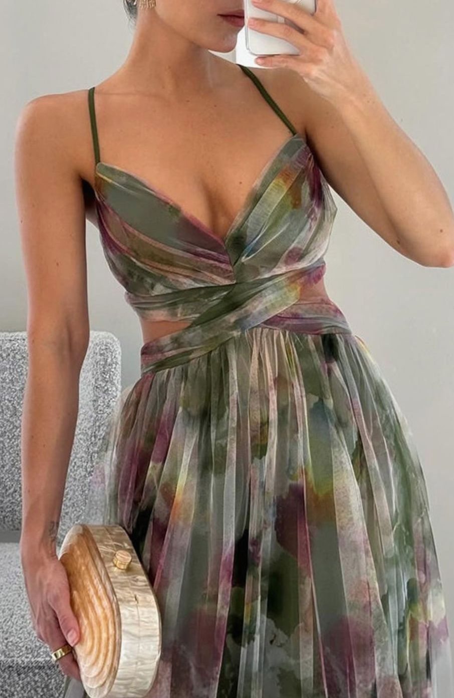 Women's Floral Maxi Evening Dress – Cross-Wrap Bodice, alternative view