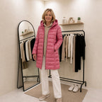 Women's Long Hooded Puffer Jacket – Front Zip, alternative view