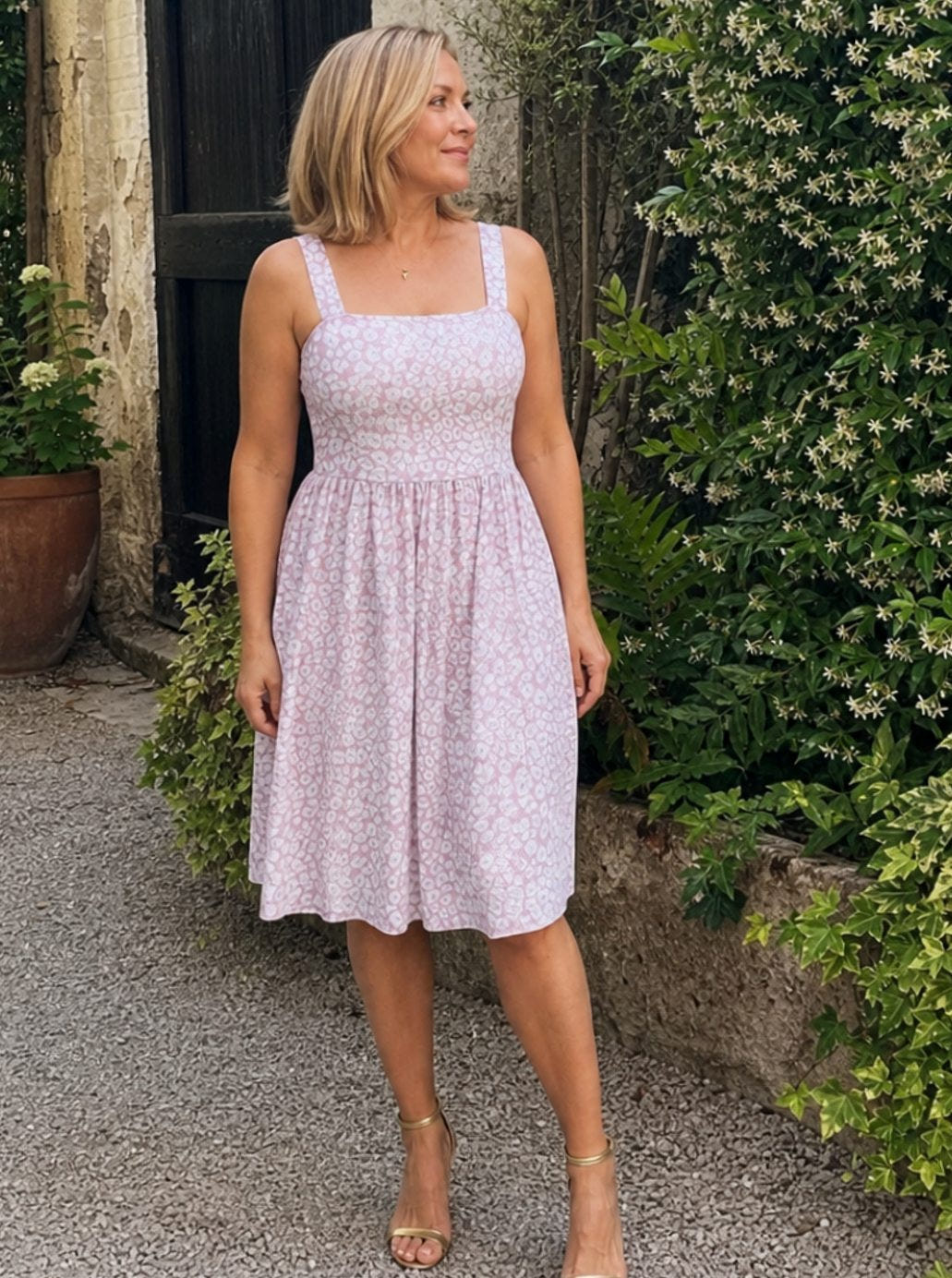 Women's Floral Square-Neck Dress – Wide Straps, alternative view