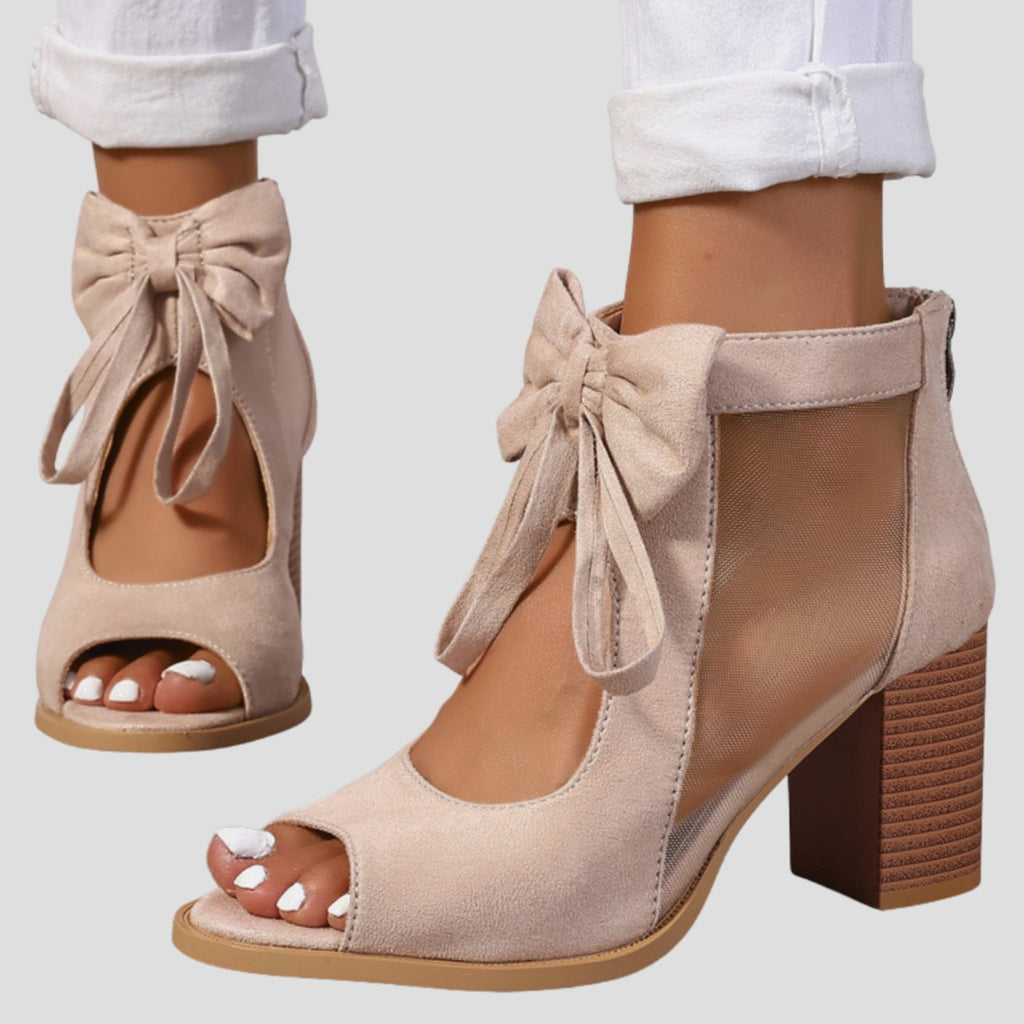 Women's Peep-Toe Block-Heel Sandals – Bow Detail, alternative view