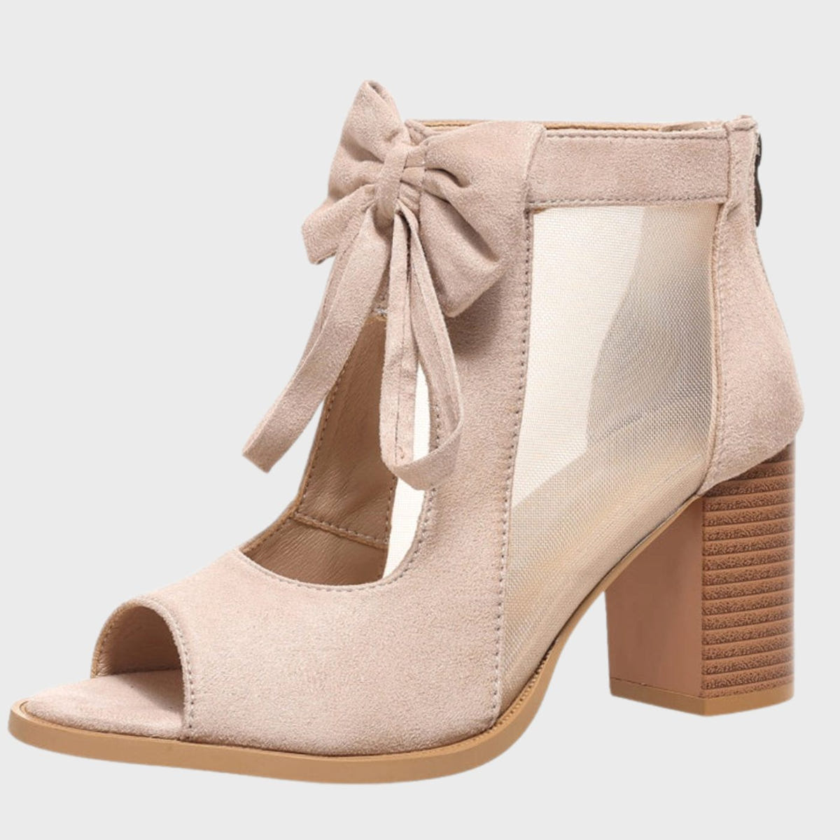 Women's Peep-Toe Block-Heel Sandals – Bow Detail, alternative view