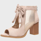 Women's Peep-Toe Block-Heel Sandals – Bow Detail, alternative view