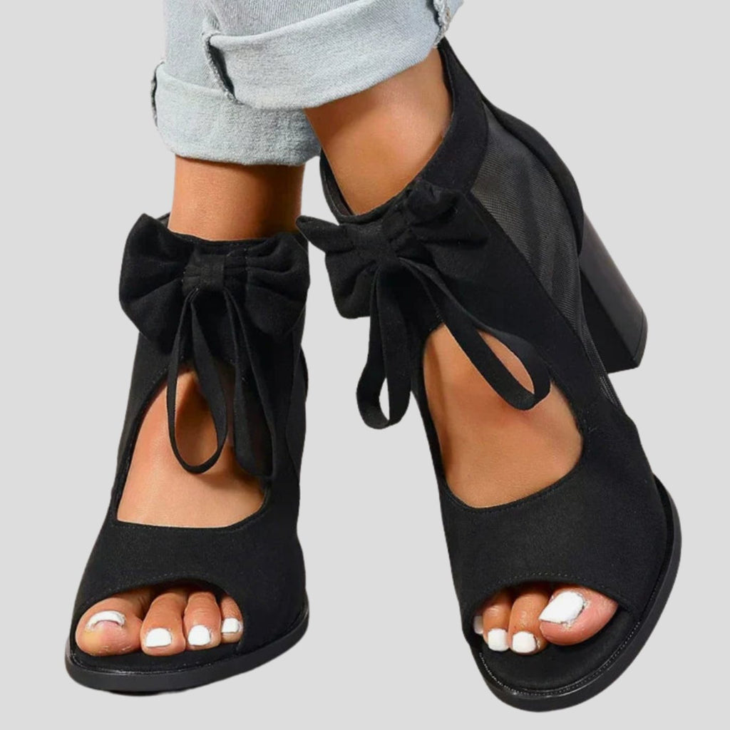Women's Peep-Toe Block-Heel Sandals – Bow Detail, alternative view