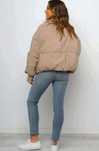 Women's Cropped Puffer Jacket – Stand Collar and Front Zip, alternative view