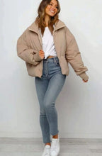 Women's Cropped Puffer Jacket – Stand Collar and Front Zip, alternative view