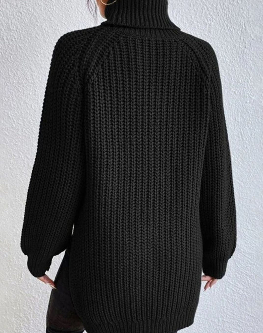 Women's Fitted Ribbed Turtleneck Sweater – Long Sleeves, alternative view