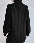 Women's Fitted Ribbed Turtleneck Sweater – Long Sleeves, alternative view