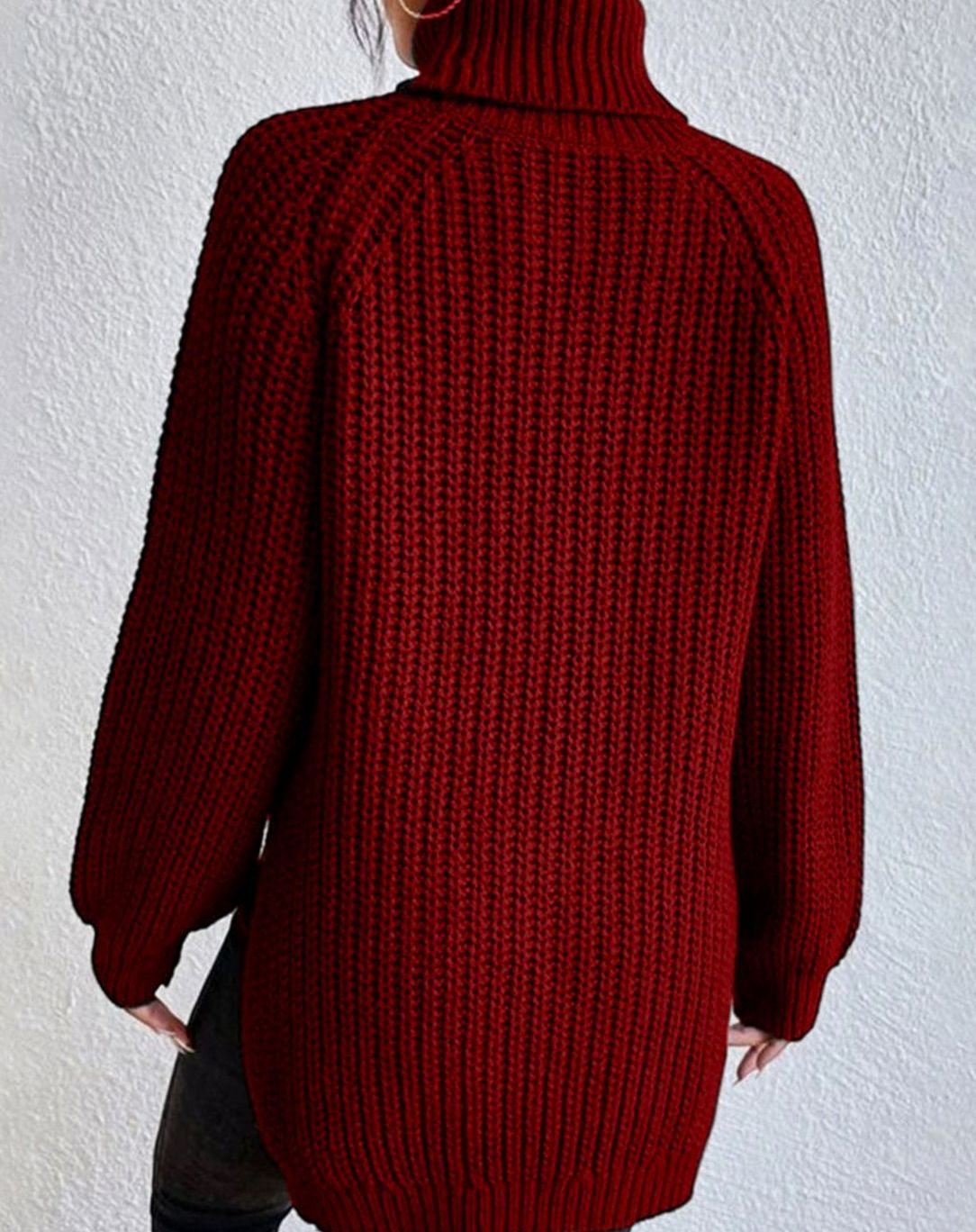 Women's Fitted Ribbed Turtleneck Sweater – Long Sleeves, alternative view