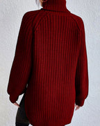 Women's Fitted Ribbed Turtleneck Sweater – Long Sleeves, alternative view