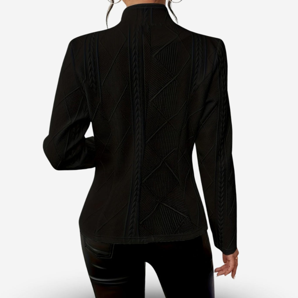 Women's Cable-Knit Blazer – Geometric Texture and Buttons, alternative view
