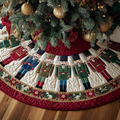 Quilted Christmas Tree Skirt – Nutcracker Print, Cream and Red