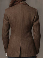 Women's Herringbone Blazer – Floral Panels and Contrast Trim, alternative view