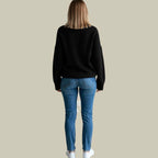 Women's Ribbed Turtleneck Sweater – Relaxed Boxy Fit, alternative view