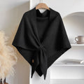 Women's Tie Front Shawl Wrap – Black