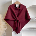 Women's Tie Front Shawl Wrap – Burgundy
