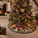 Quilted Christmas Tree Skirt – Mushroom Meadow Print, Deep Teal in Green, alternative view