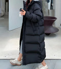 Women's Hooded Puffer Jacket – Quilted Panels in Black