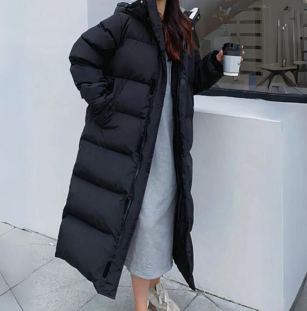 Women's Hooded Puffer Jacket – Quilted Panels, alternative view