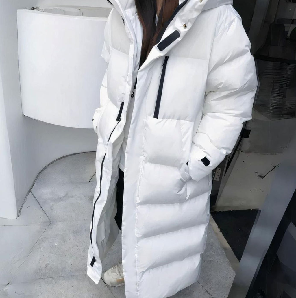 Women's Hooded Puffer Jacket – Quilted Panels, alternative view