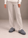 Women's Fleece-Lined Clogs – Buckle Strap Faux Suede Platform in Gray, front view